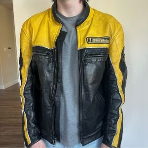 First Racing Yellow and Black Leather Jacket